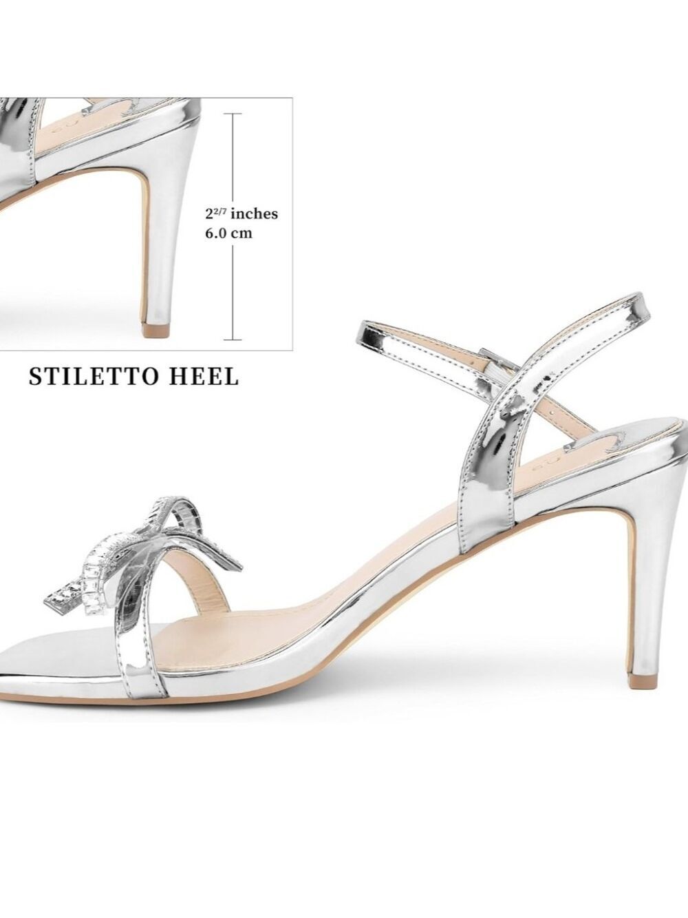 Perphy Rhinestone Sparkly Heel Square Toe Stiletto Heel Sandals NWT Size 8.5 - Picture 4 of 13
